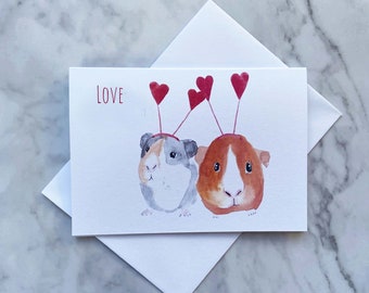 Guinea Pig Valentine's Day card, Guinea Pig Love Card