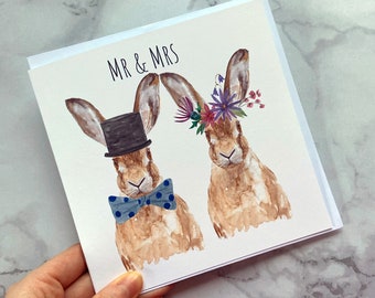 Mr & Mrs Hare card, Mr and Mrs Wedding card, Hare Wedding Card