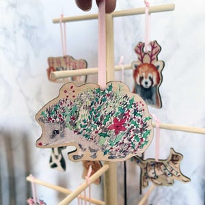 Hedgehog Decoration, Hedgehog Christmas decoration, Hedgehog gift, Wooden hedgehog, Wildlife decoration