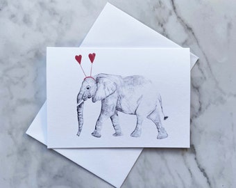 Elephant Love Card, Elephant Valentine's Day card