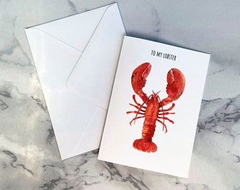 Lobster Anniversary card, Lobster Wedding Card, Lobster engagement card, Romantic card, Lobster card, Valentines day card, To my lobster