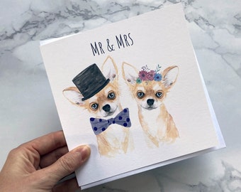 Mr and Mrs Chihuahua card, Chihuahua Wedding Card, Dog Wedding Card, Mr and Mrs Card