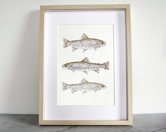 Trout Print, Rainbow Trout Print, Fishing Print, Trout art, Fish Art