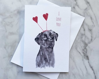 Black Labrador Valentine's Day card, Black Labrador Love Card, Love Card, Card for girlfriend, Card for Boyfriend