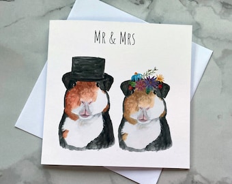 Mr & Mrs Guinea Pig Card, Wedding card, Mr and Mrs card