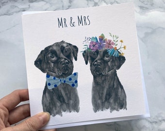 Mr and Mrs Black Labrador card, Labrador Wedding Card, Dog Wedding Card, Mr and Mrs Card