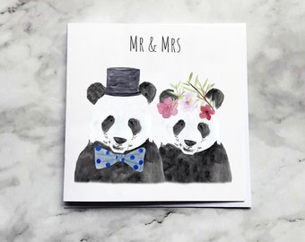 Panda Wedding Card, Panda Mr & Mrs Card