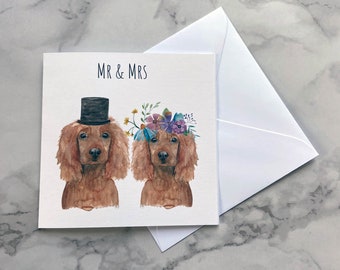 Mr and Mrs Cocker Spaniel card, Spaniel Wedding Card, Dog Wedding Card, Mr and Mrs Card