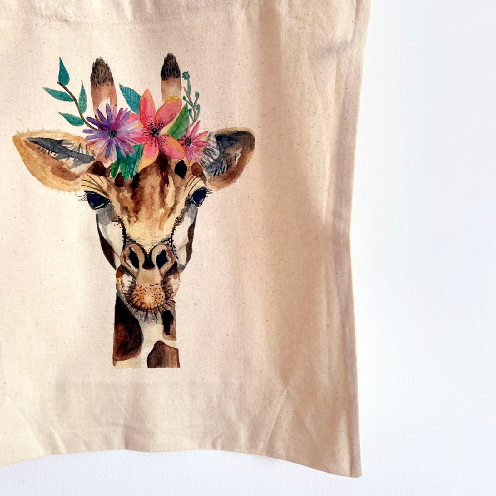 Giraffe Tote bag Tote Bag Floral tote bad Reusable Giraffe | Etsy