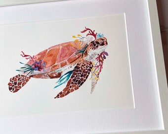 Turtle Print, Turtle Art Print, Sea Creature Print, Turtle art, Endangered animal print, Animal Print, Sea Turtle Art Print,