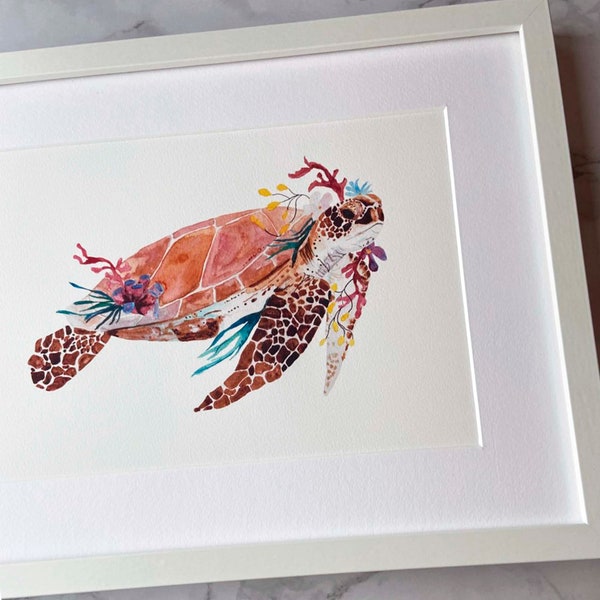 Sea Turtle Watercolour Print: Whimsical Ocean Art