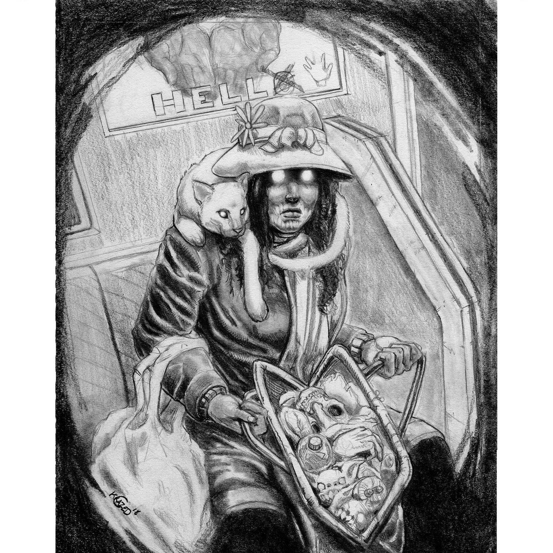The Bag Lady. Original Art. Digitally Enhanced Print Etsy