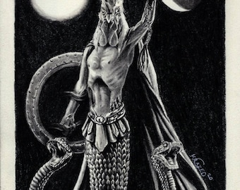 Abraxas. Demon art. Digitally enhanced print