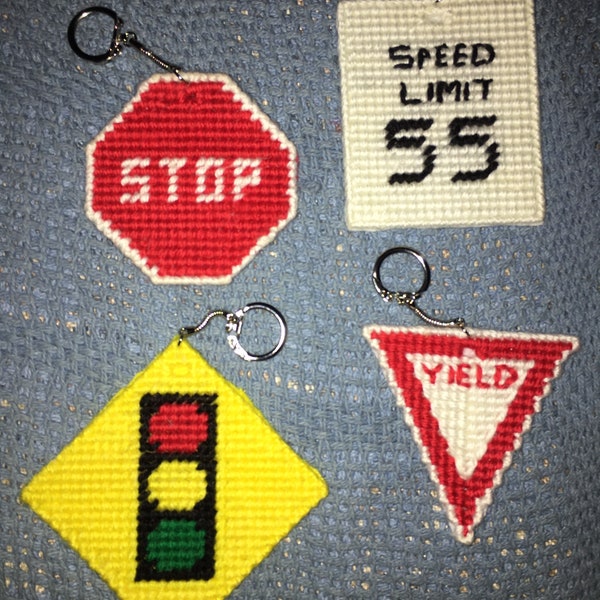 Key chains or magnets: styles - stop, yield, 55 speed limit, or traffic light signs.