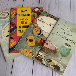 Lot of 4 dessert books. Minute Tapioca, Karo and Nabisco.