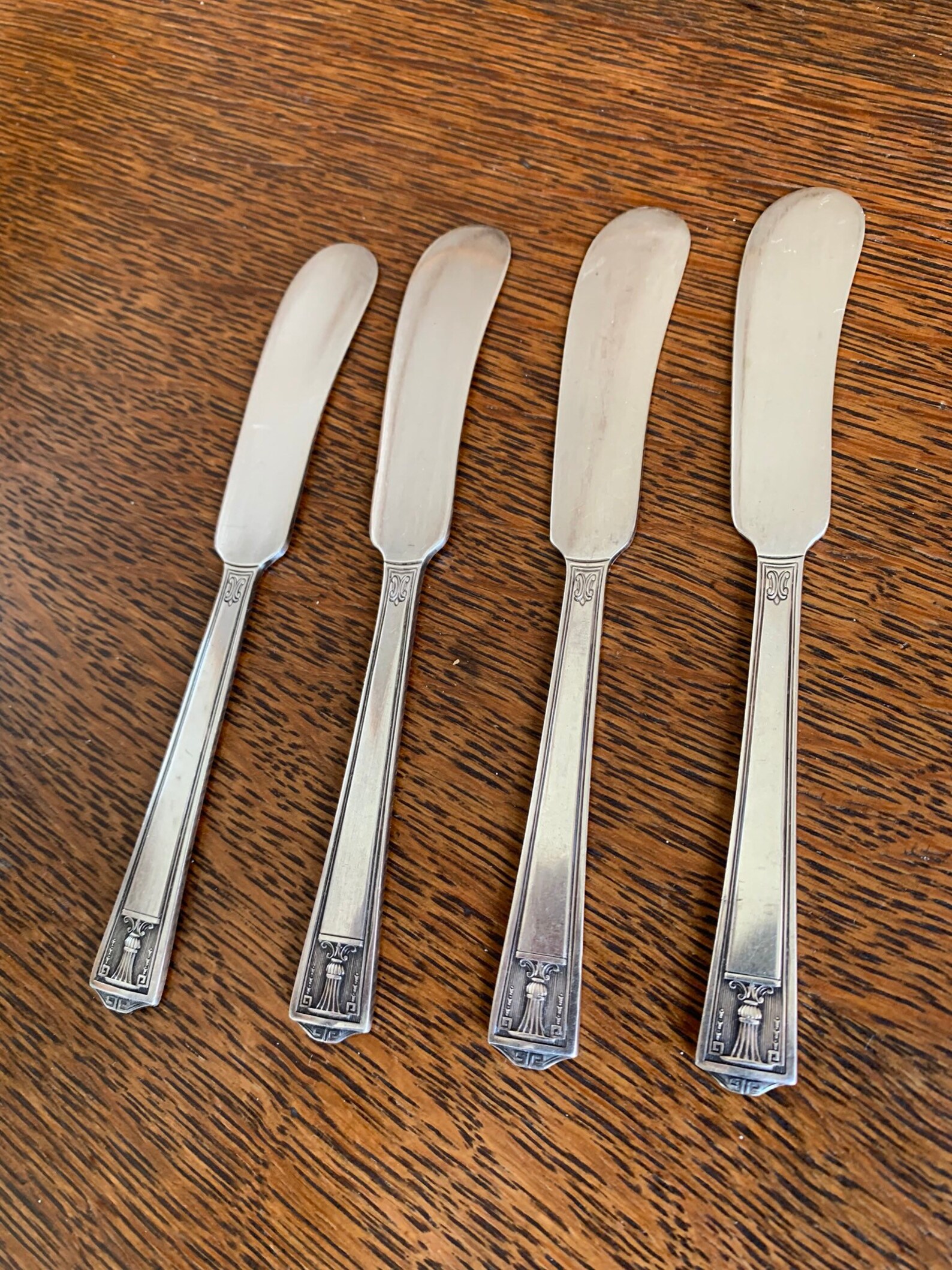 4 vintage silverplate spreaders. 1920s Flat Handle Butter Etsy
