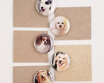 One Inch Pins / Buttons / 5 pack / party favors - Dogs