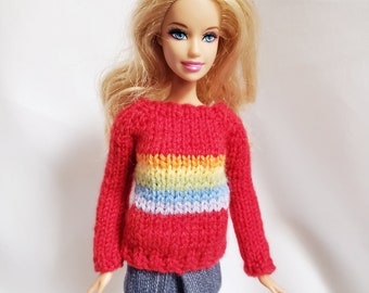 1/6 Scale Barbie Doll Size - Knit Sweater - rainbow