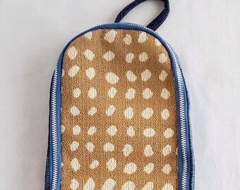 Knitting Crochet Needle Case - gold/blue