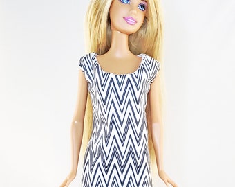 Barbie Doll Dress - black and white zig zag