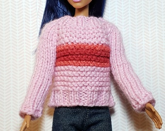 Barbie Doll Size Sweater - Pink and Red