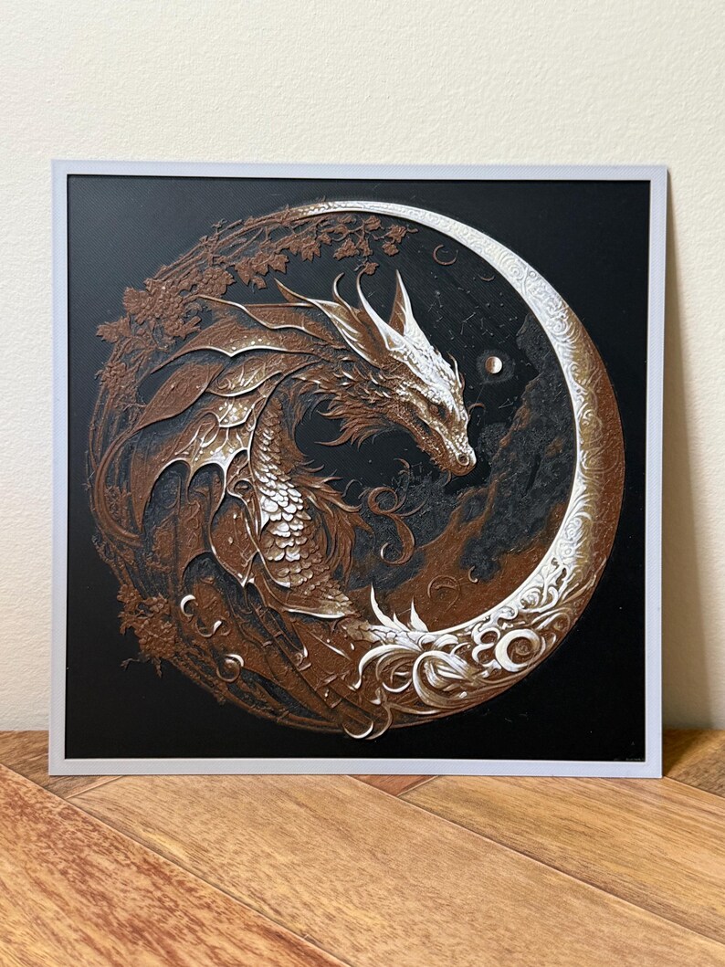3D Printed Moon Dragon Filament Painting: Fantasy Wall Art - Etsy