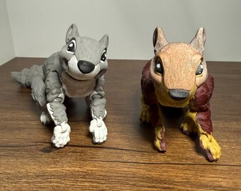 Articulated Squirrel Fidget Toy – Red or Gray – 9.5" Posable 3D Printed Squirrel