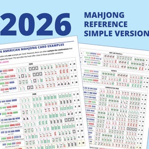 Tarjeta 2026 - Ejemplos visuales de Mahjong - Versión simple - Un ejemplo por línea - 5 páginas