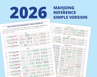 Tarjeta 2026 - Ejemplos visuales de Mahjong - Versión simple - Un ejemplo por línea - 5 páginas