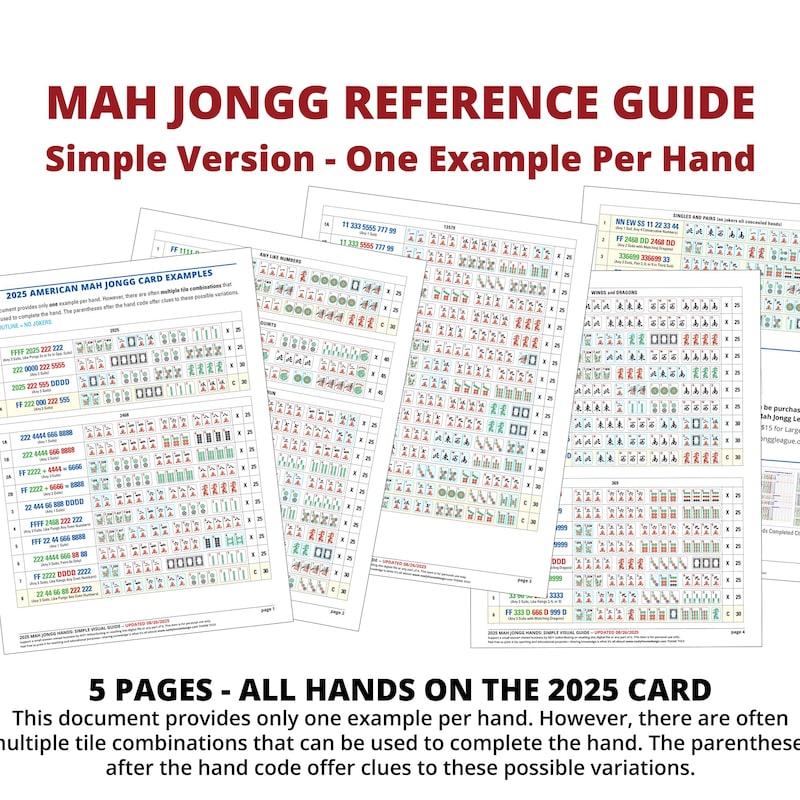 Typical Mahjong Card Example Mah Jongg Simple Card - Etsy