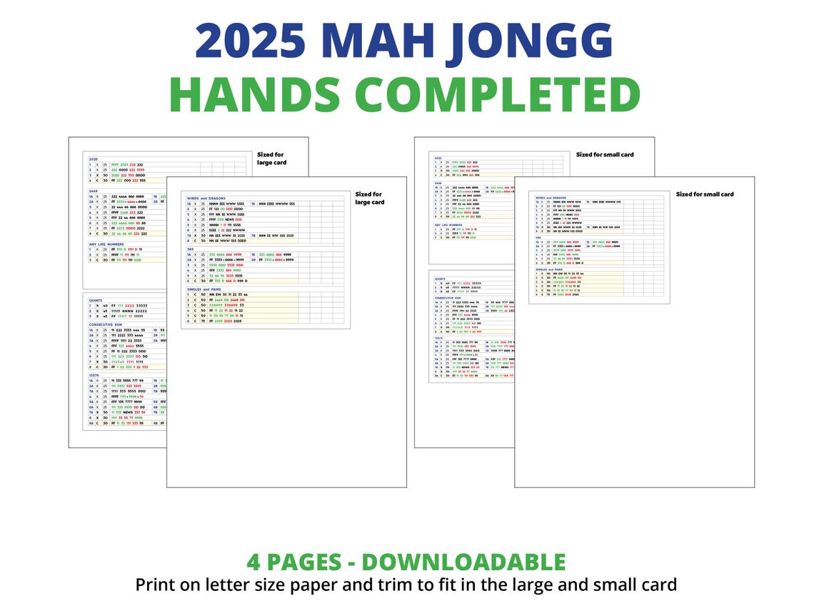 2025 Mahjong Learning Guide BUNDLE - 5 Pdfs - Download and Print - Etsy