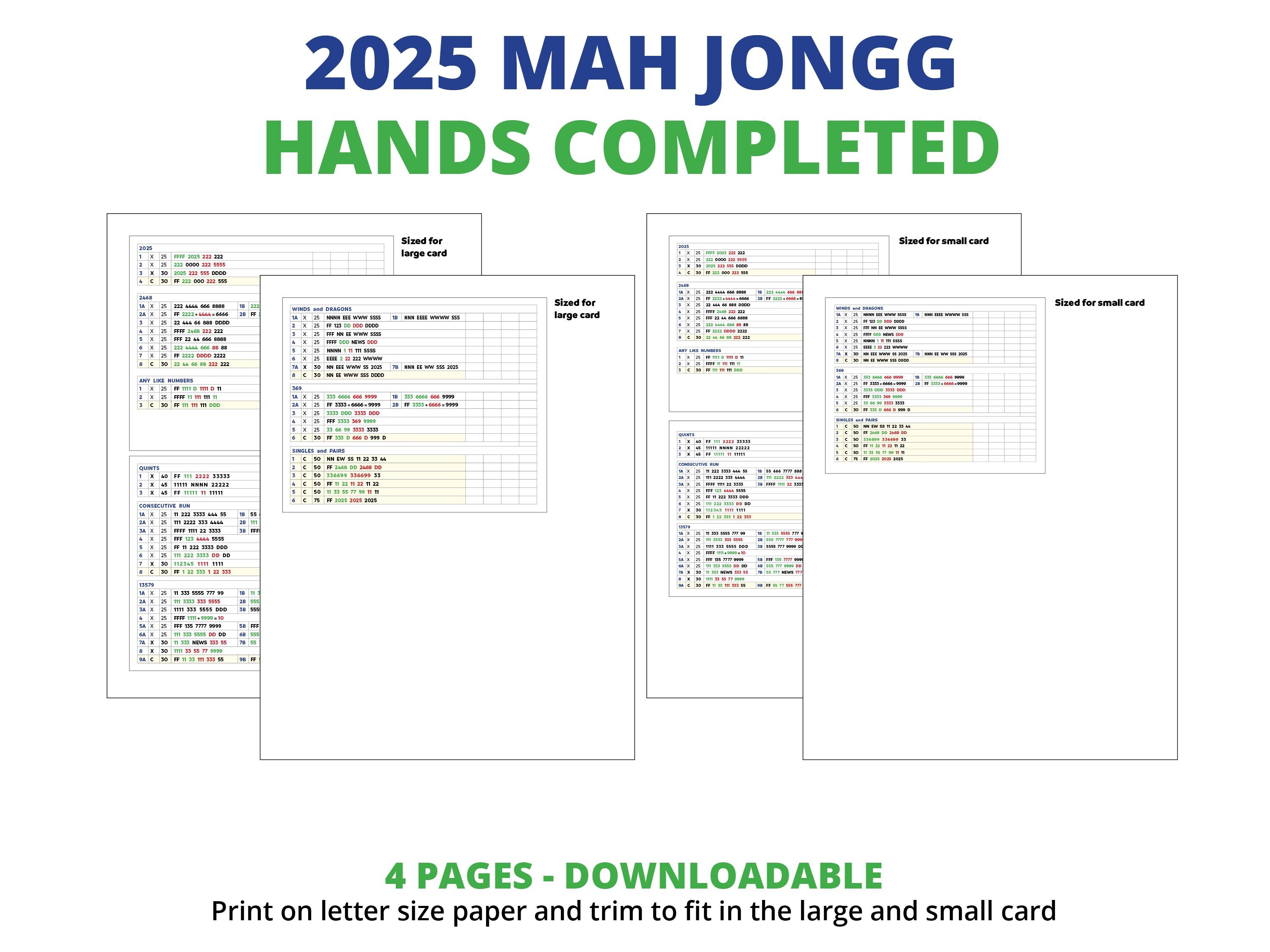 2025 Mahjong Learning Guide BUNDLE - 5 Pdfs - Download and Print - Etsy