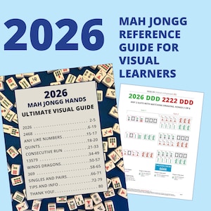 2026 Mahjong Hands Visual Guide: American Mahjong Reference 80 pages (Letter-Size Instant Download)