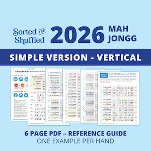 2026 MahJong visuella exempel - Enkel version - Ett exempel per rad - Vertikal version