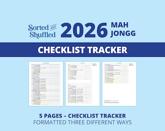 2026 MahJongg Hands Completed Checklist Chart - 3 sizes included - Reference materials