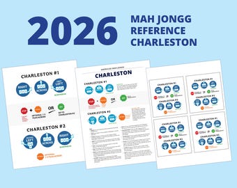 Guía rápida de Mahjong Charleston americano: Hoja de seguimiento imprimible (descarga en PDF y JPEG, 4 por página)
