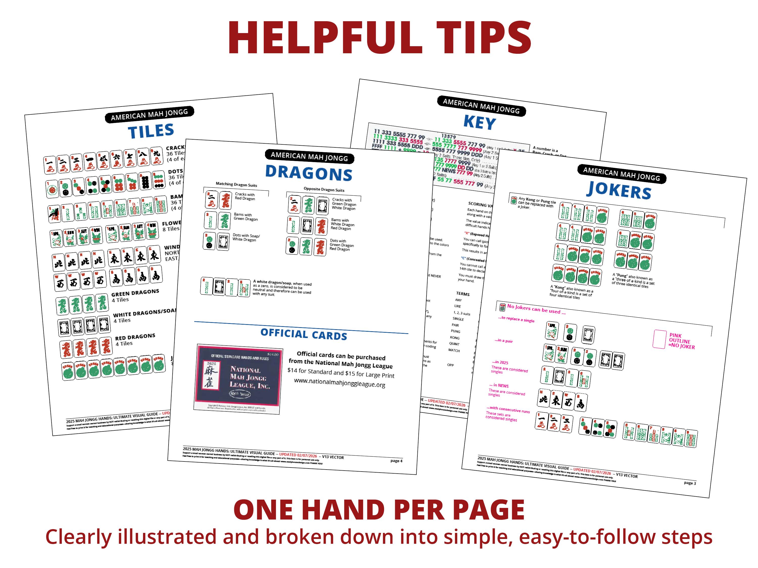2025 Mahjong Learning Guide BUNDLE - 5 Pdfs - Download and Print - Etsy