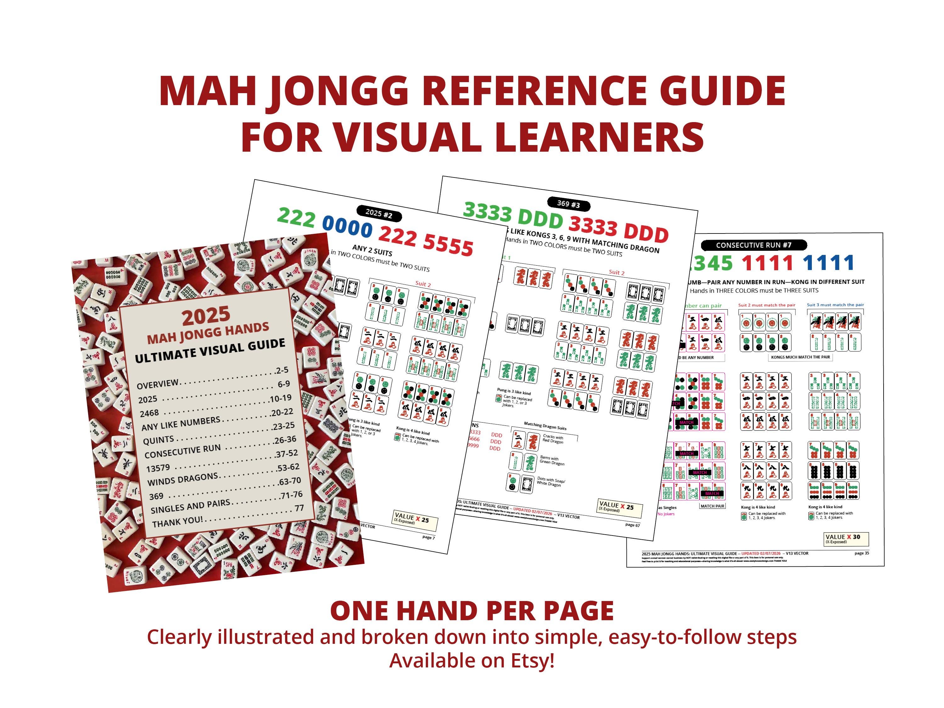 2025 Mahjong Learning Guide BUNDLE - 5 Pdfs - Download and Print - Etsy