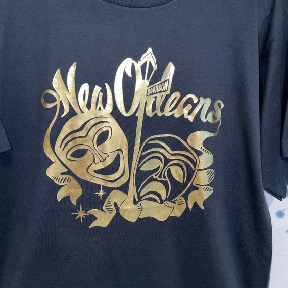 Vintage New Orleans Comedy and Tragedy Masks T-Sh… - image 2