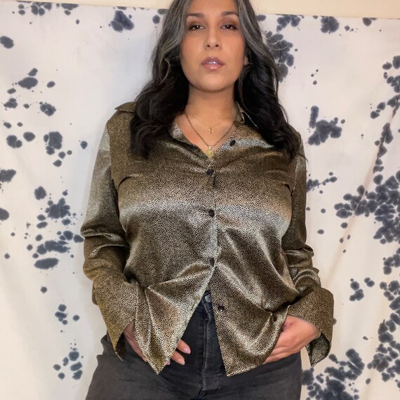 Vintage Kasper Small Dots Pattern Button Up Blouse - image 1