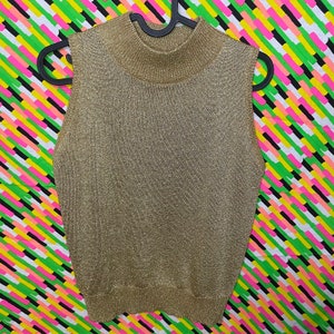 Vintage Petite Sophisticate Gold Turtle Neck Tank Top