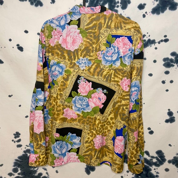 Vintage Yessica Cheetah /Floral Print Blouse - image 4