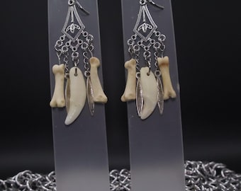Coyote Toe Bone Ohrringe | Gothic Knochenschmuck | Murdochs Macabre | Witchy Ohrringe | Ethisch hergestellter Naturschmuck