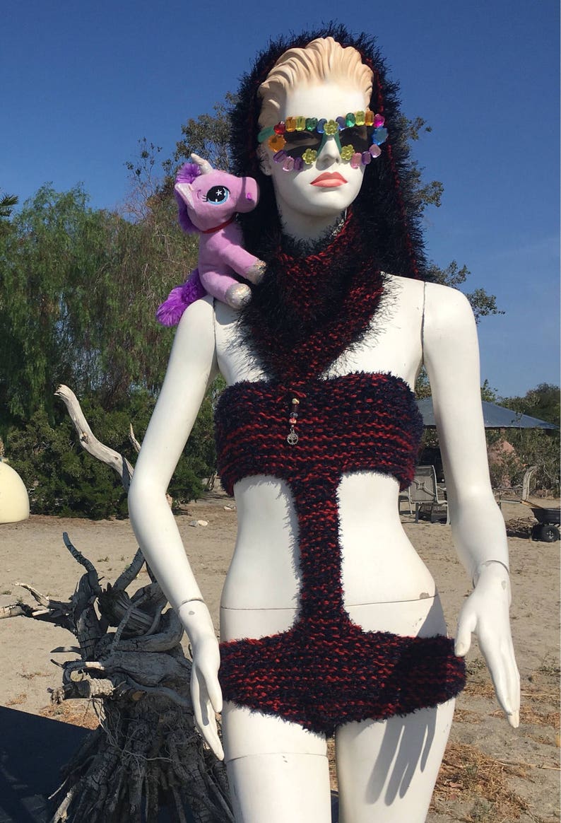 Lady Ninja Custom created Mono Kini Hand Knit Grounded By Gia