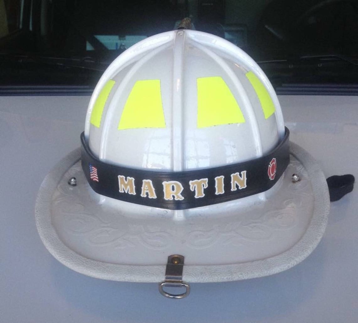 Custom Firefighter Leather Helmet Bands Etsy