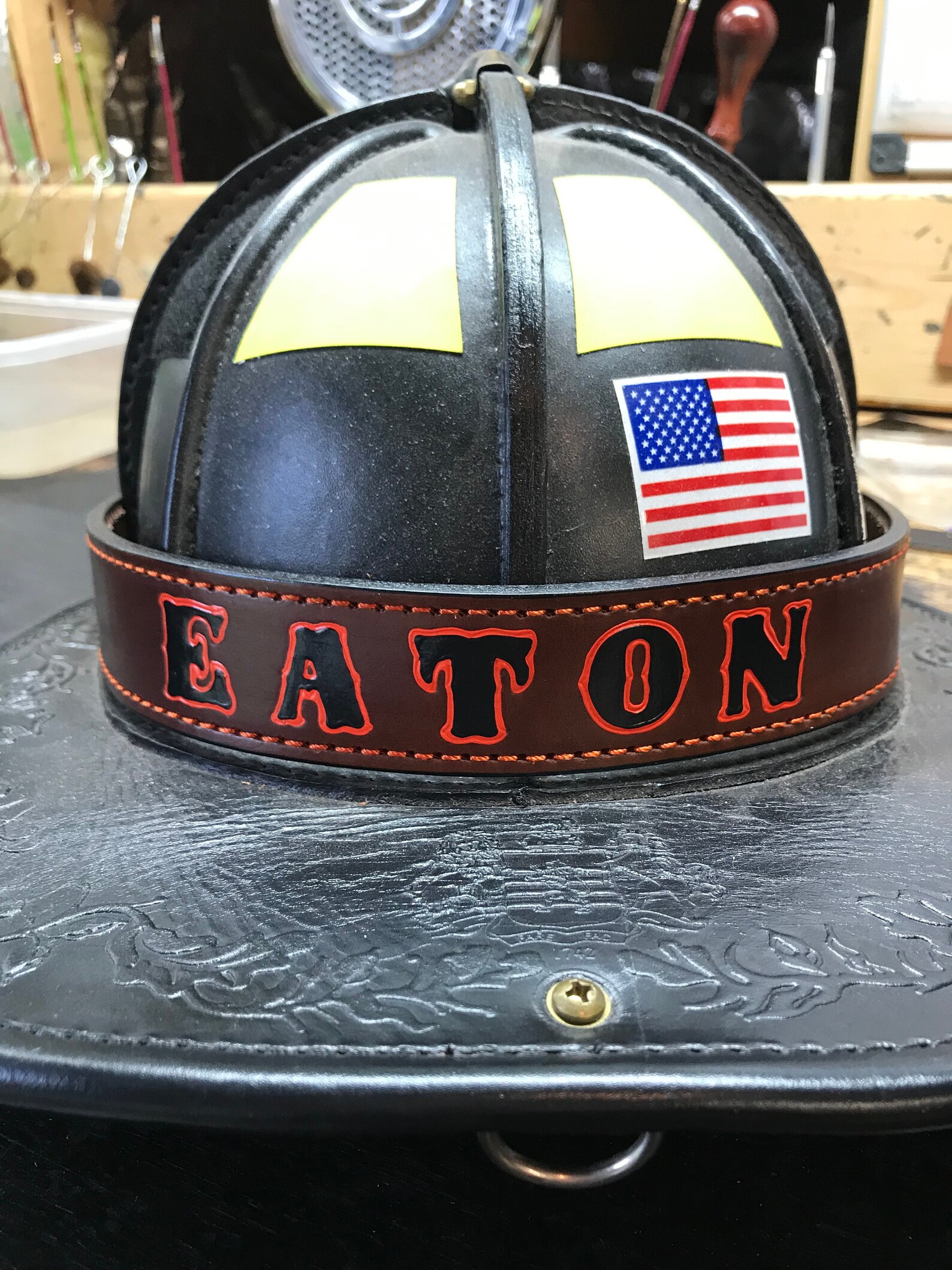 Brown Firefighter Helmet Band Etsy
