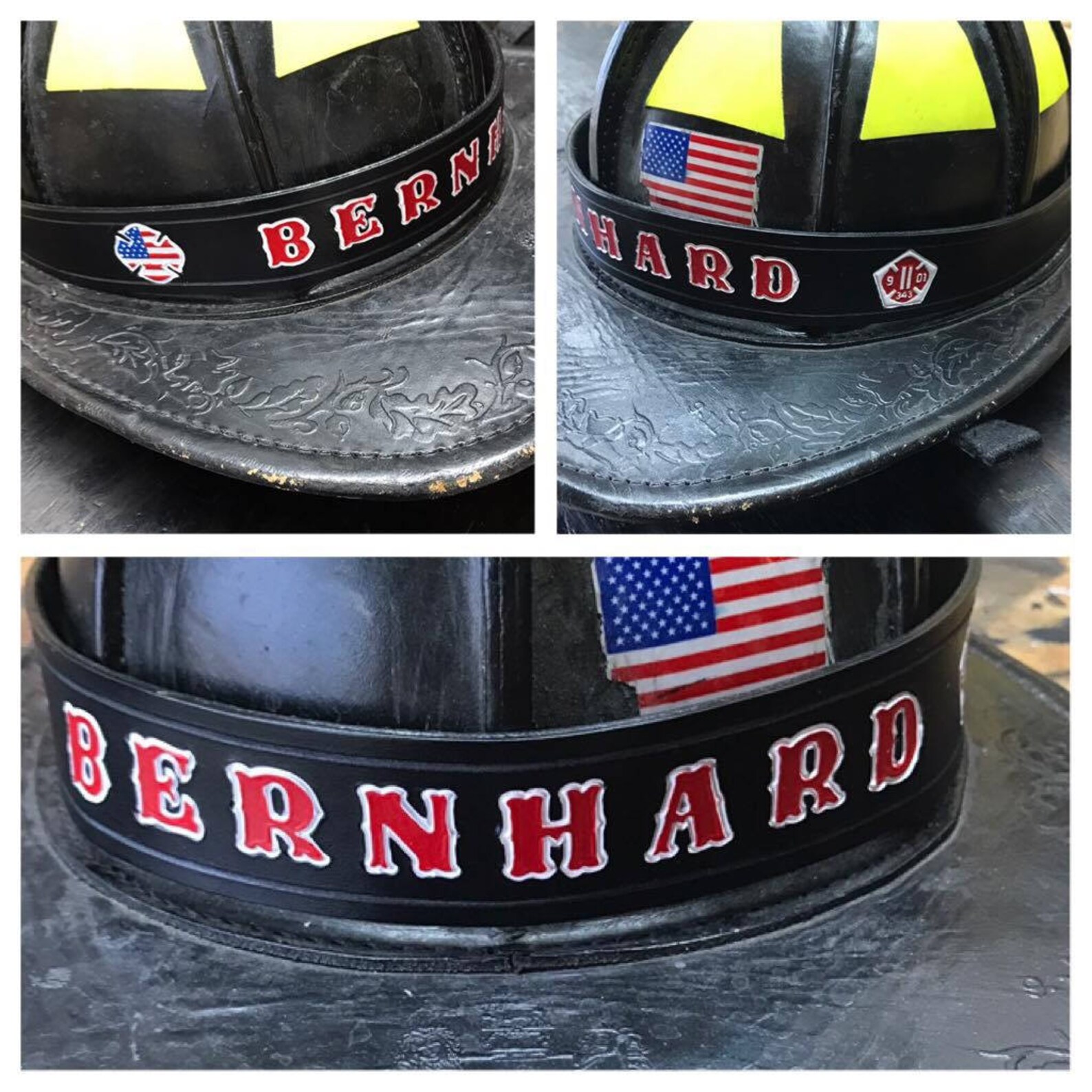 Custom Firefighter Leather Helmet Bands Etsy