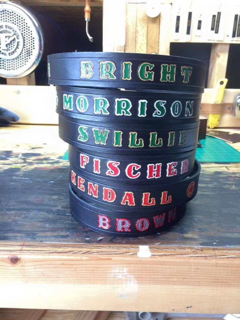 Custom Firefighter Leather Helmet Bands Etsy