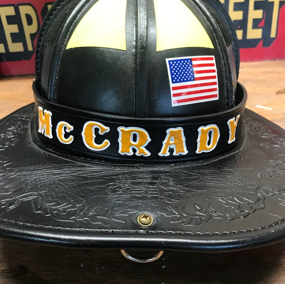 Custom Firefighter Leather Helmet Bands Etsy