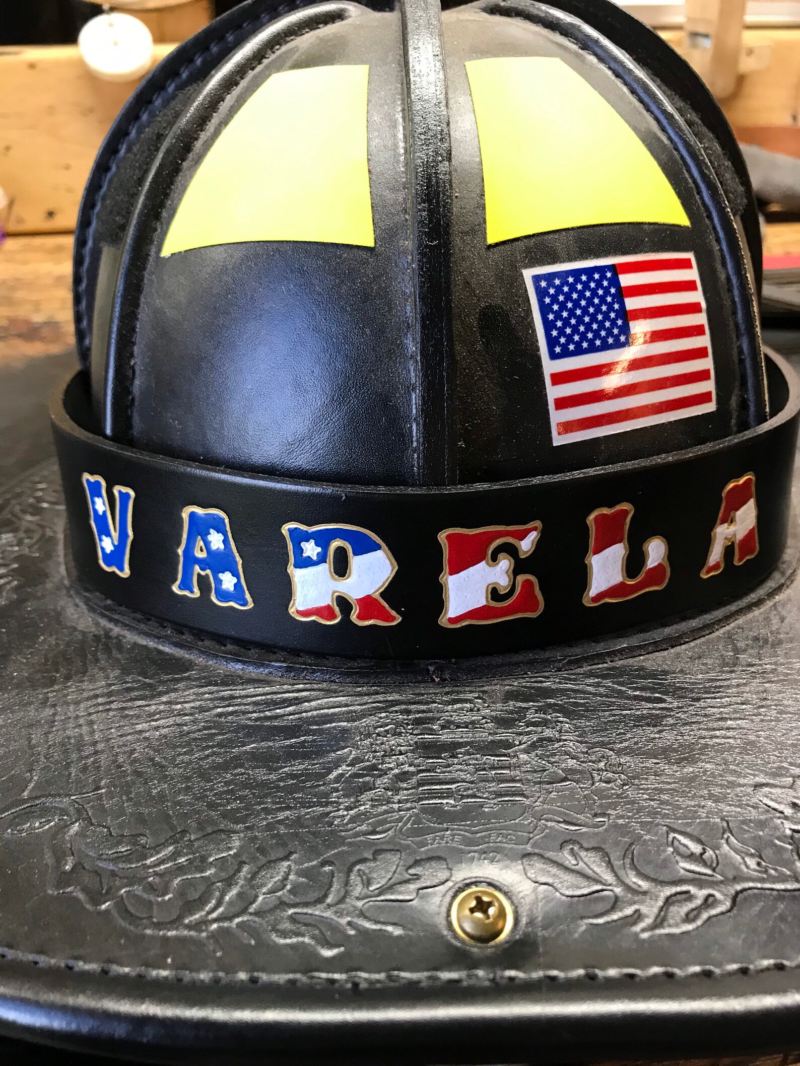 Custom Firefighter Leather Helmet Bands Etsy